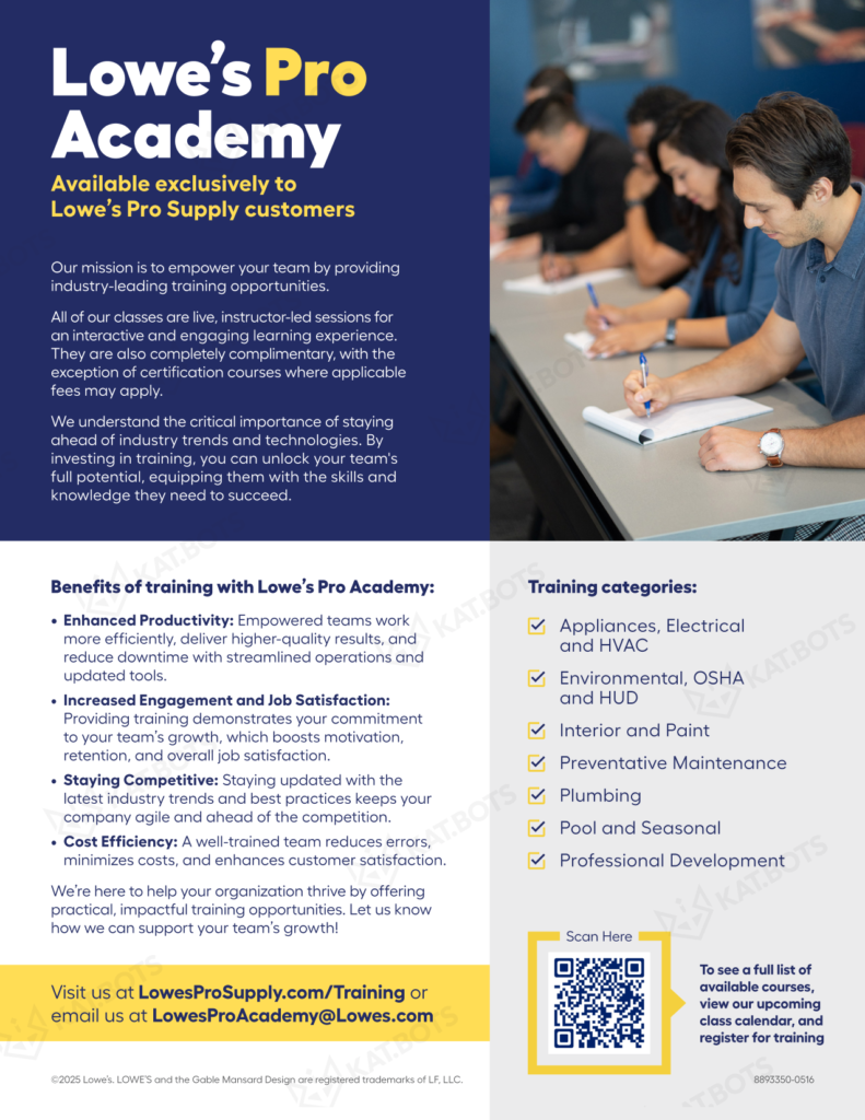 2025 Lowe’s Pro Academy Sell Sheet